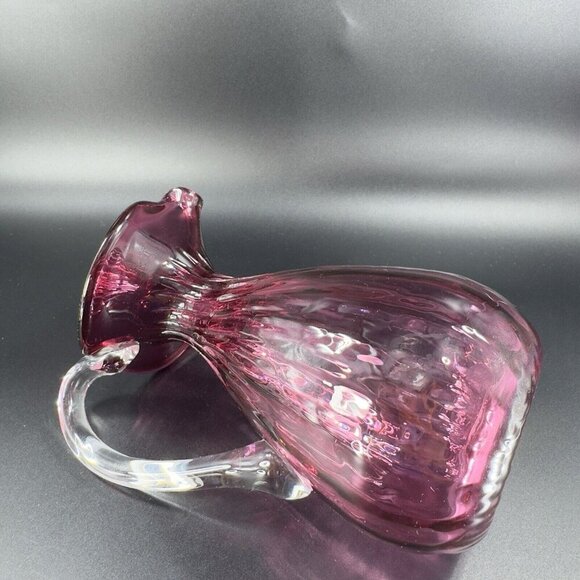 Vintage Rossi Glass Cranberry Pitcher Carafe Hand Blown Canadian Glass VTG - Picture 9 of 16